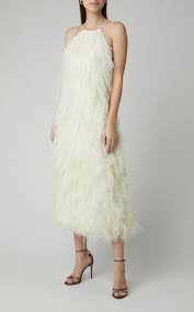 BINTING Long Fringed Chiffon Fabric Silk Three-Dimensional Feather Shape Suspender Skirt Suit Graceful Lightweight Soft Graceful Drape Superb Flow Clothing Dress ClothSize M