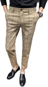 British Style Formal Suit Trousers Men's Plaid Suit Trousers Men's Men's Business Casual Pants size S