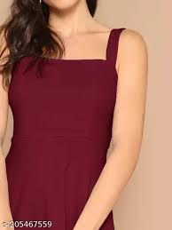 Shein Prive Solid Split Thigh Cami Bodycon Dress Maroon Red size M