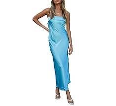 Yazinie Women's Satin Tube Sexy Backless Formal Wedding Guest Evening Party Maxi Dresses Gala DressSize S