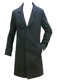 Men Wool Blend Coats Single Breasted Trench Coat Notched Collar Overcoat Winter Mid Length Pea Coat, Dark Gray  Size L