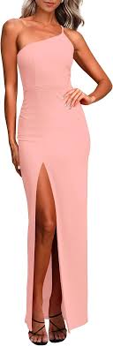 One Shoulder Formal Wedding Guest Dresses Spaghetti Strap High Slit Prom Dress Sleeveless Sexy Cocktail Long Dress Size M