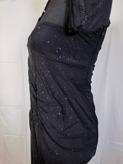 One Shoulder Evening Dress with High Slit Sparkly Sequin Formal Cocktail Dress Sheath Long Prom Dress EV06 Size No