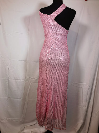 Women's Mermaid One Shoulder Prom Dress with Slit Sequin Long Evening Formal Gown  Size S