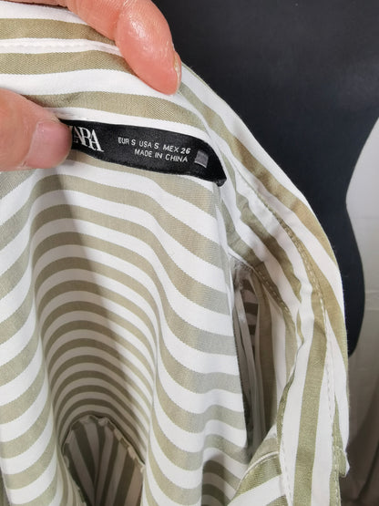 ZARA STRIPED SHIRT WITH METALLIC THREAD Size S