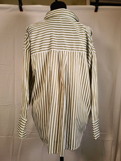 ZARA STRIPED SHIRT WITH METALLIC THREAD Size S