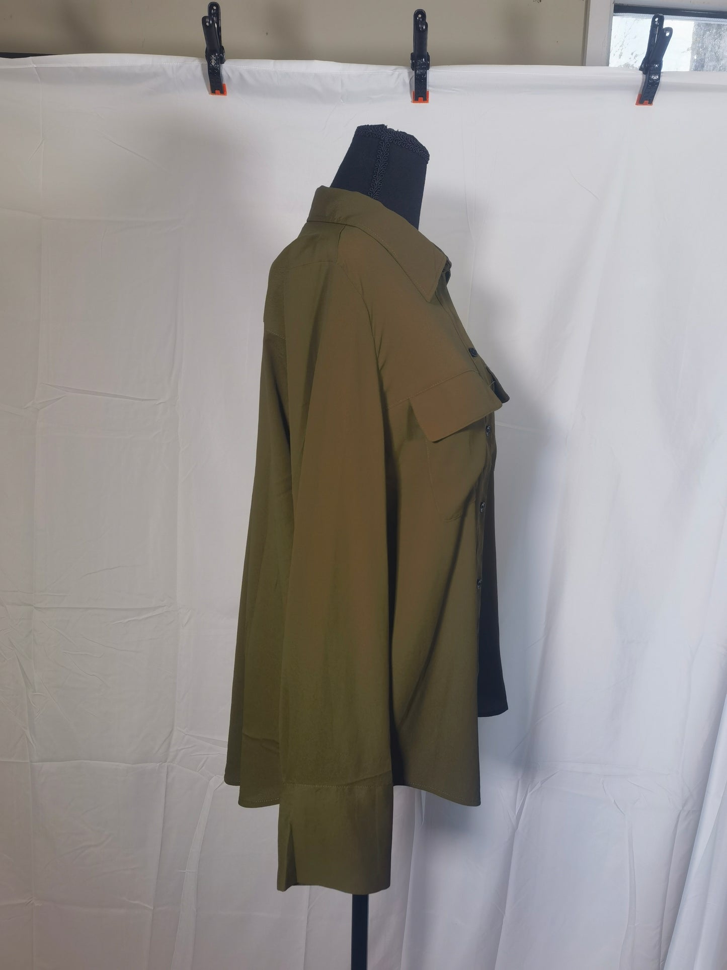 Womens Long Sleeve Tops Ladies Lightweight Jumpers, Women's Casual Fashion Double Pocket Loose Fitting Long Sleeved Solid Color Shirt Long Sleeve Top Women Promotions Size M