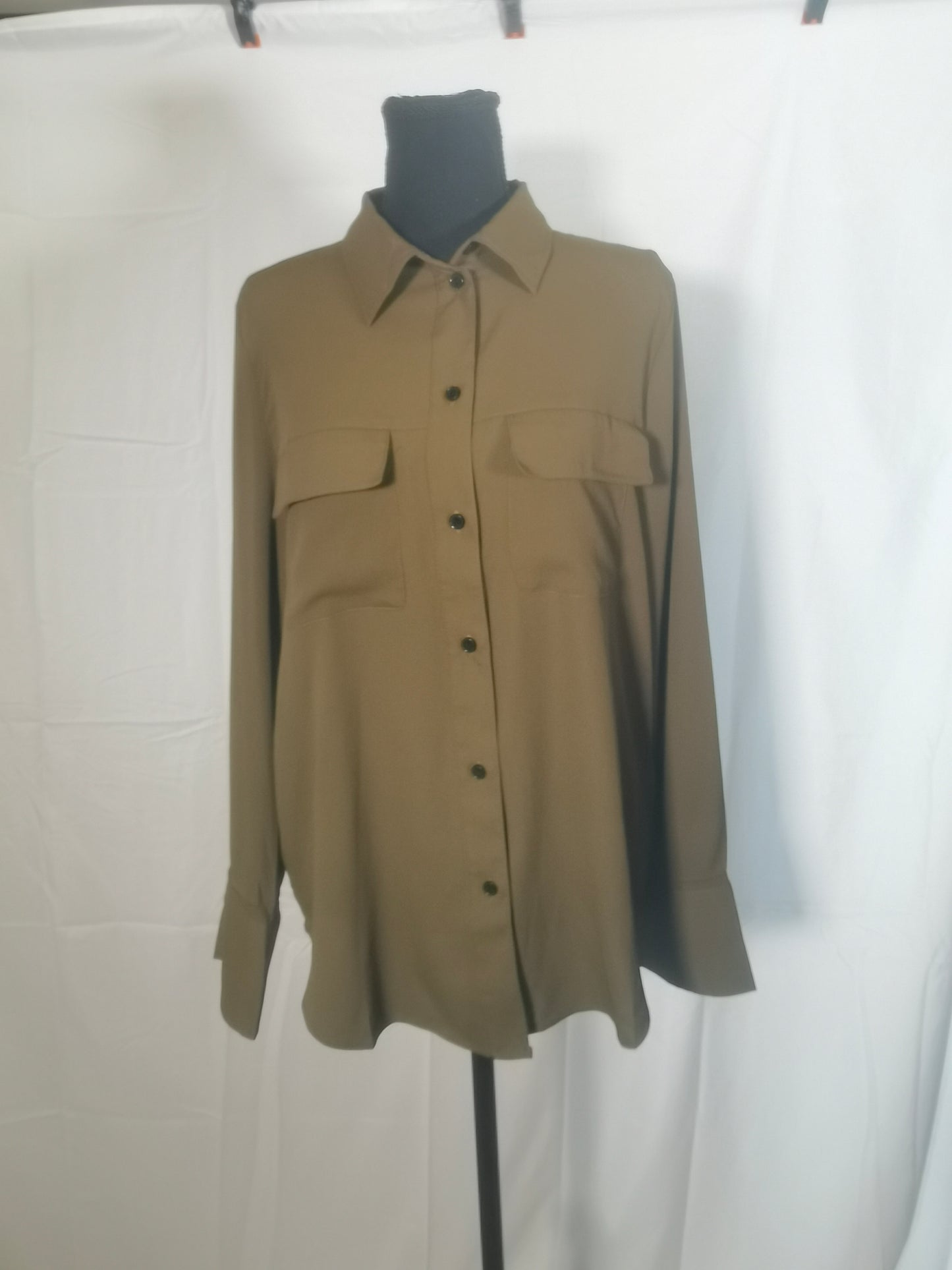 Womens Long Sleeve Tops Ladies Lightweight Jumpers, Women's Casual Fashion Double Pocket Loose Fitting Long Sleeved Solid Color Shirt Long Sleeve Top Women Promotions Size M