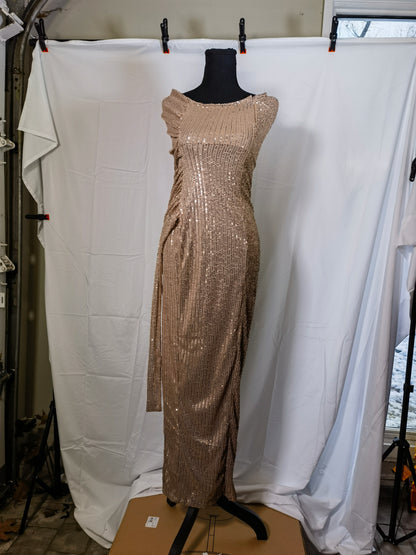 Women's Sleeveless Gown with Pleated Waist  Size S