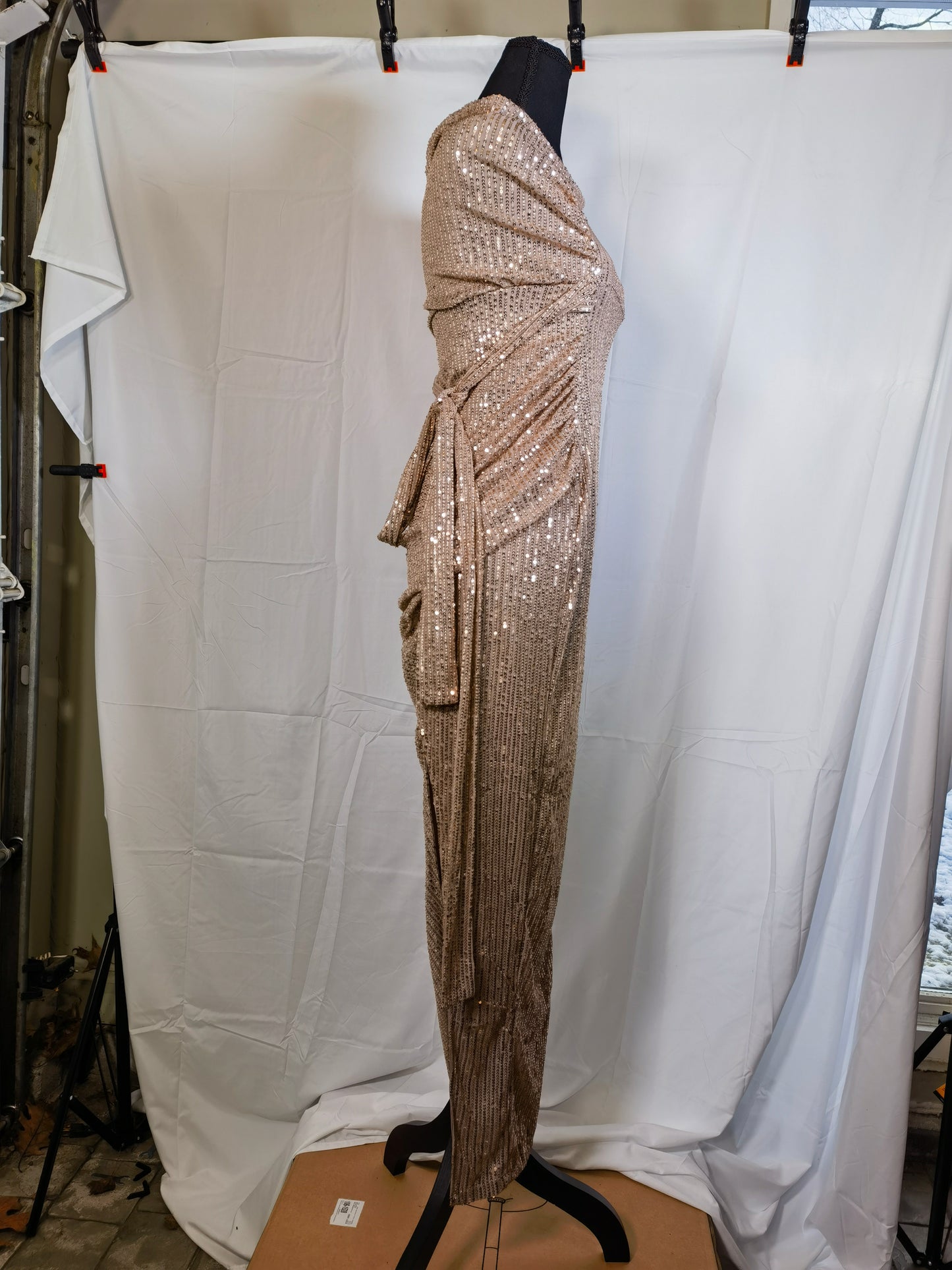 Women's Sleeveless Gown with Pleated Waist  Size S