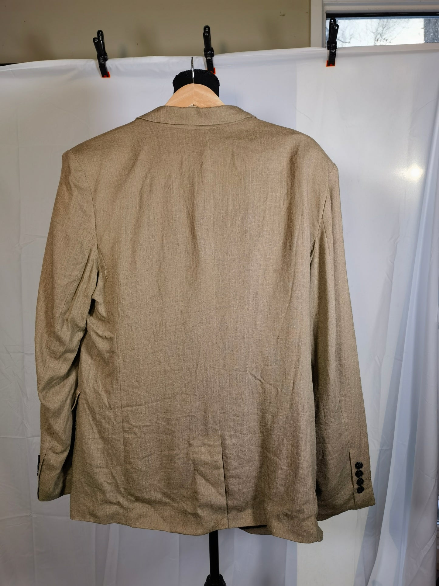 Men's 100% Linen Blazer Jacket Sport Coat Beige Size 42L 2 Button size l