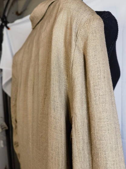 Men's 100% Linen Blazer Jacket Sport Coat Beige Size 42L 2 Button size l