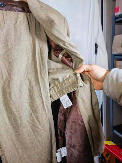 Men's 100% Linen Blazer Jacket Sport Coat Beige Size 42L 2 Button size l