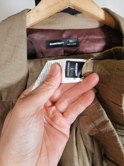 Men's 100% Linen Blazer Jacket Sport Coat Beige Size 42L 2 Button size l