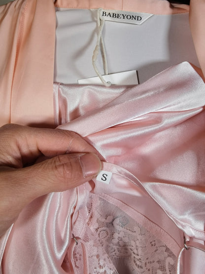 BABEYOND  Kimono Robe Cover up Long Floral Satin Sleepwear Silky Bathrobe Bachelorette Robe  Size S