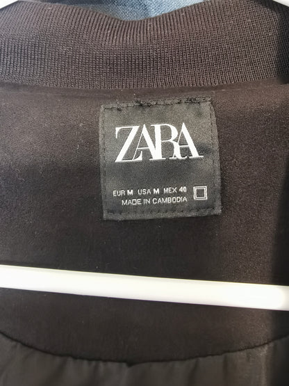 ZARA WASHED-EFFECT BOMBER JACKET Size M