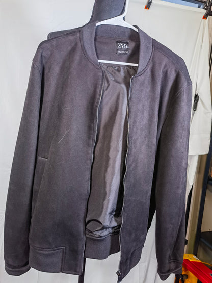 ZARA WASHED-EFFECT BOMBER JACKET Size M