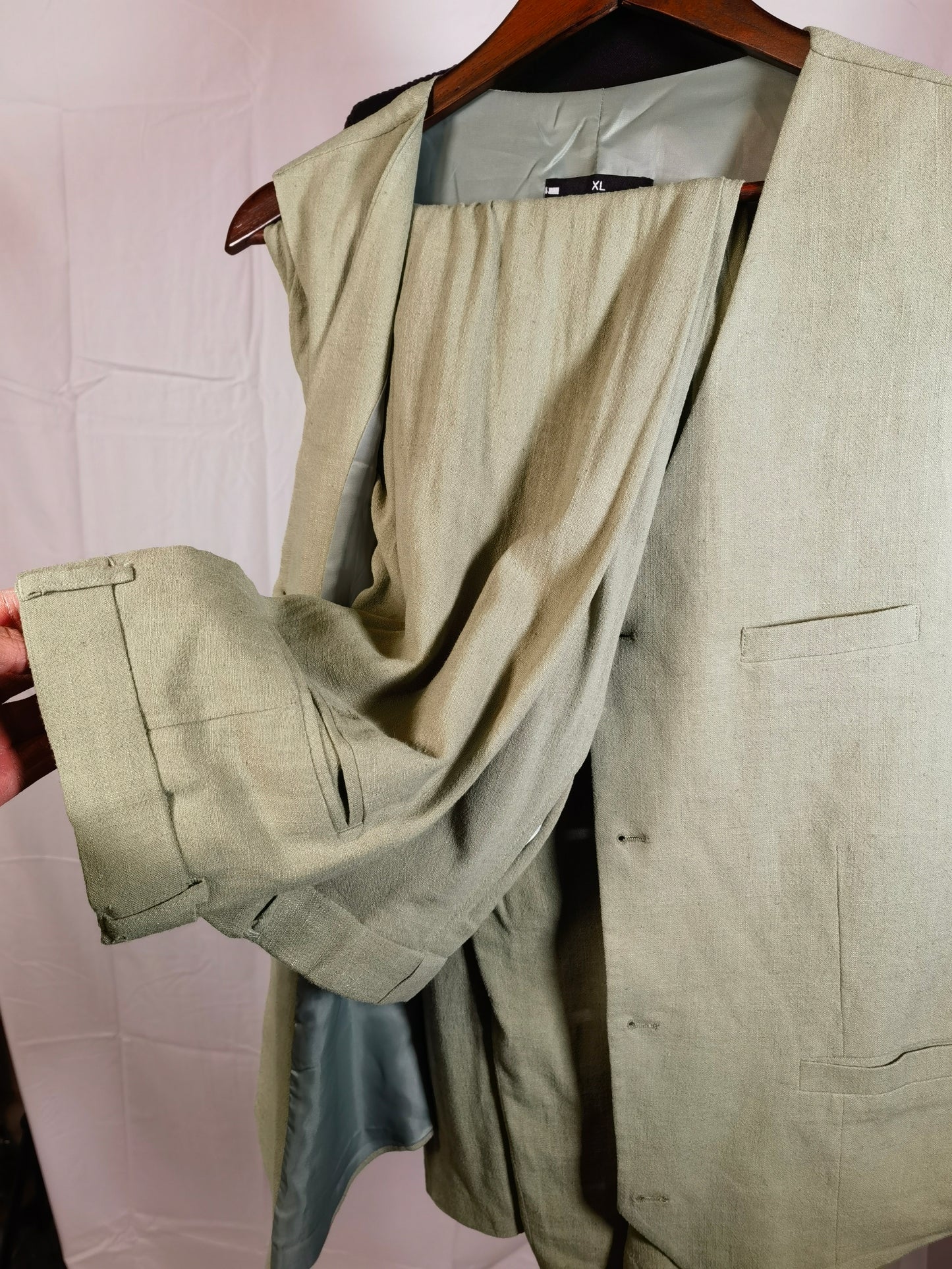 Men's Herringbone Tweed Suit Vest Wool Blend Slim Fit Western Leisure V Neck Waistcoat Vest Groomsman  Size XL