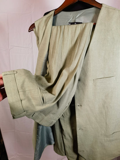 Men's Herringbone Tweed Suit Vest Wool Blend Slim Fit Western Leisure V Neck Waistcoat Vest Groomsman  Size XL