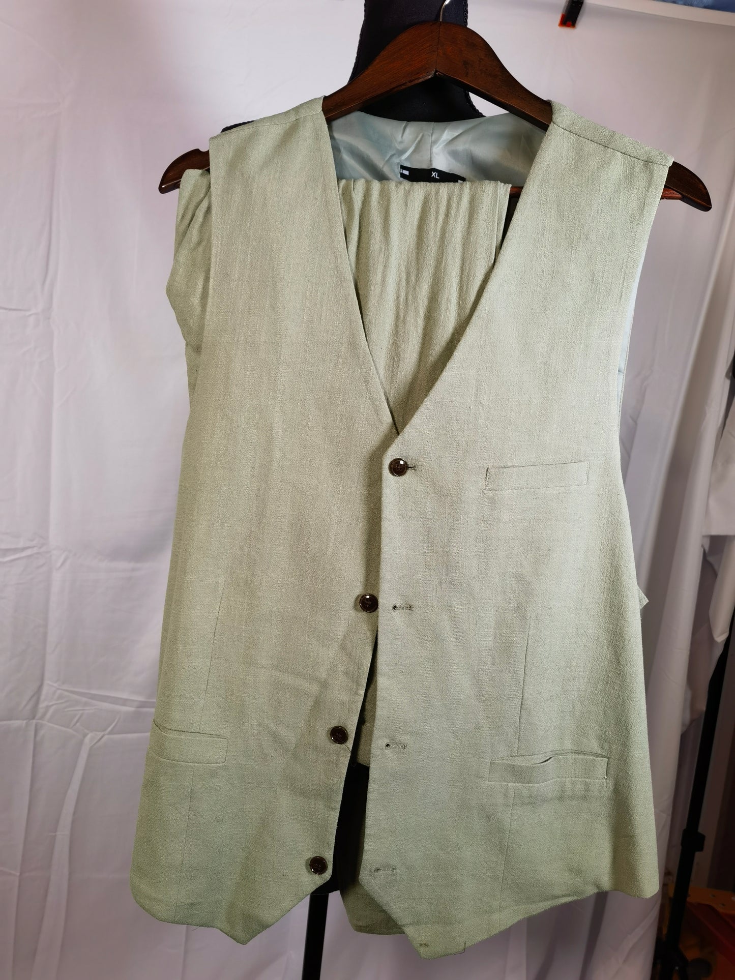 Men's Herringbone Tweed Suit Vest Wool Blend Slim Fit Western Leisure V Neck Waistcoat Vest Groomsman  Size XL