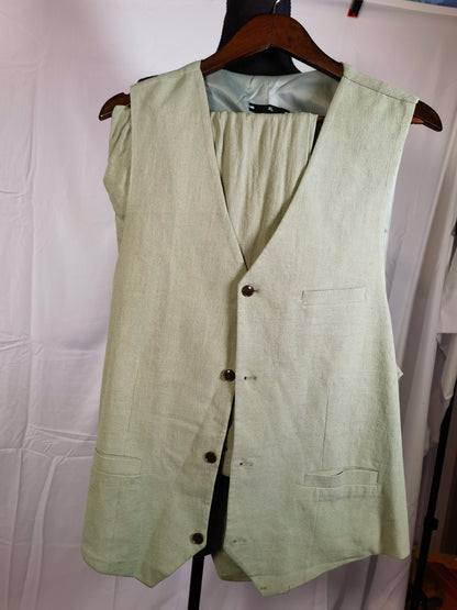 Men's Herringbone Tweed Suit Vest Wool Blend Slim Fit Western Leisure V Neck Waistcoat Vest Groomsman  Size XL