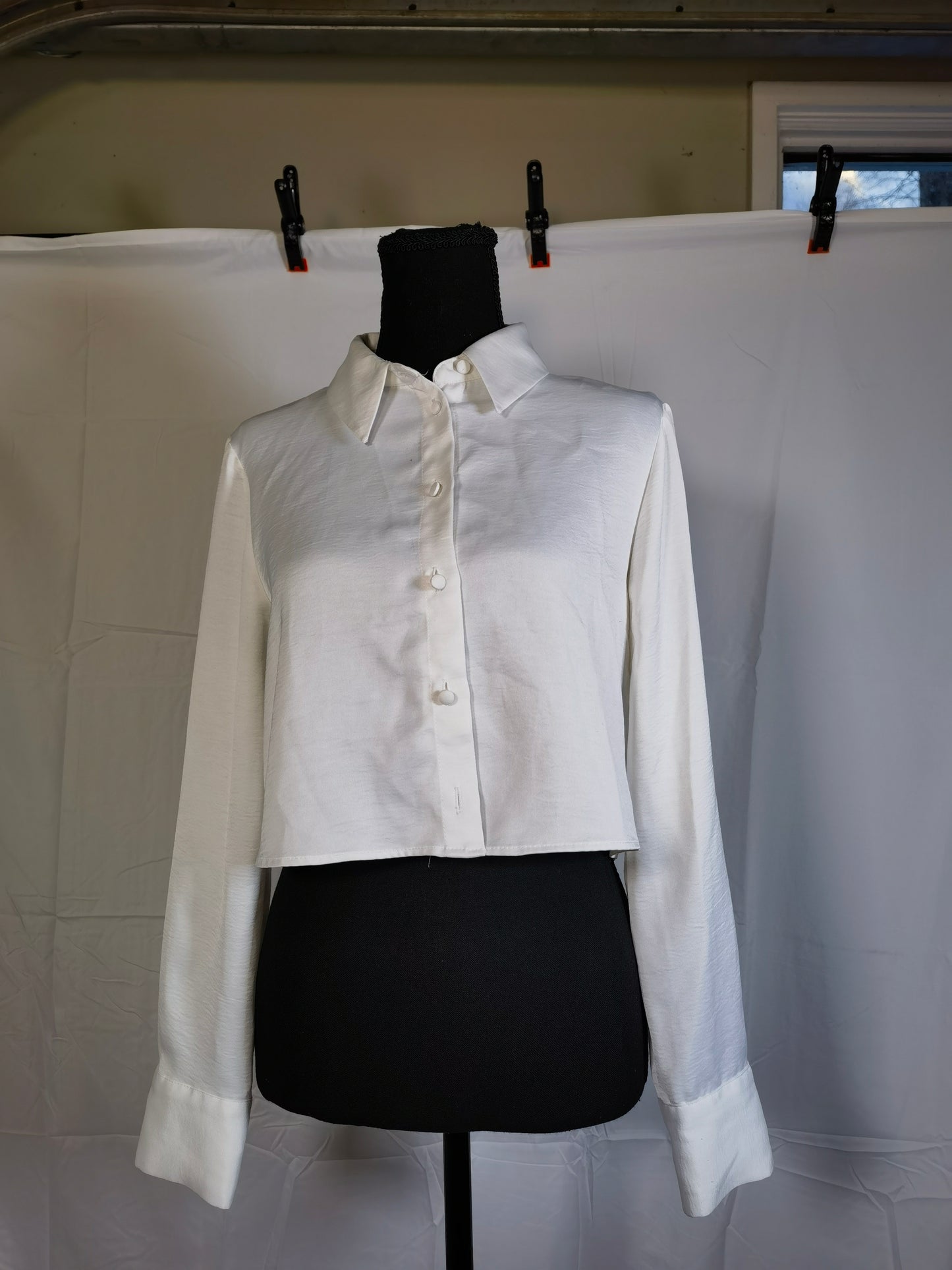 ZARA SATIN EFFECT CROPPED SHIRT Top Size S