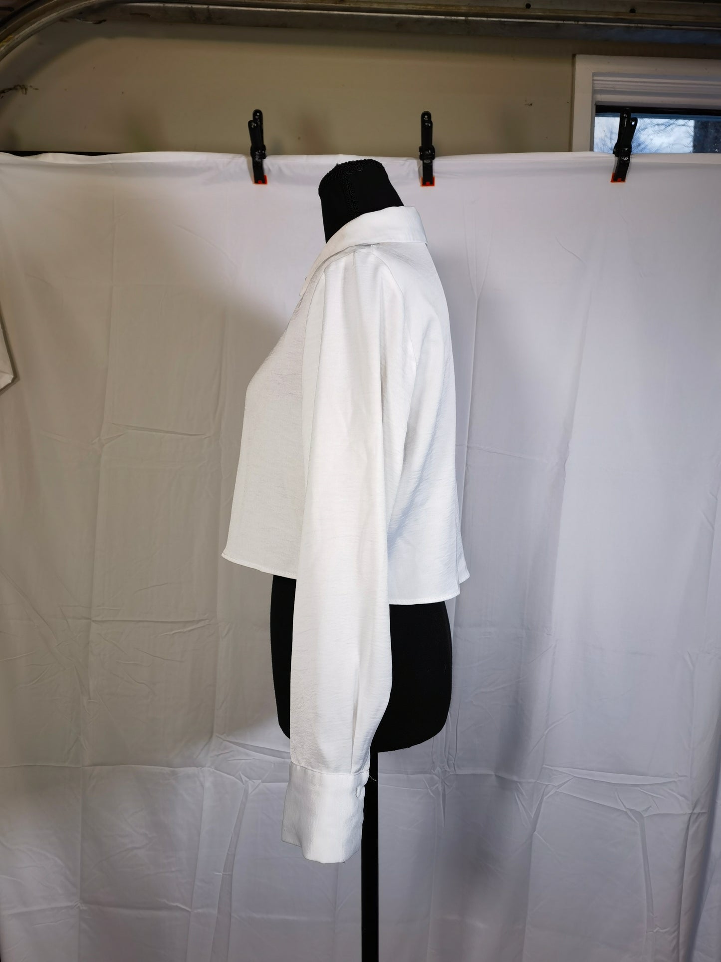 ZARA SATIN EFFECT CROPPED SHIRT Top Size S