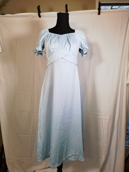 LTAKK Regency Dress Women Regency Costume Empire Waist Tea Party Victorian Gown with Sash and Corsage size S