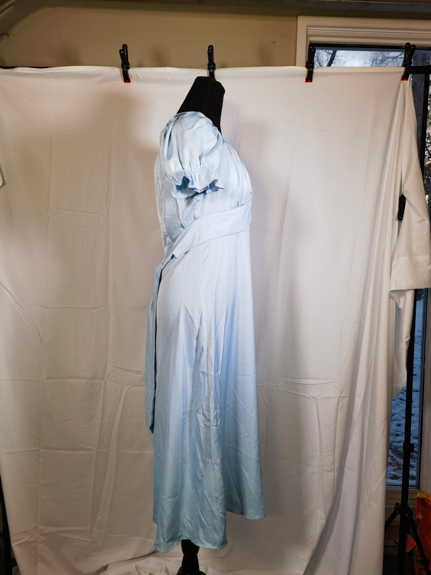 LTAKK Regency Dress Women Regency Costume Empire Waist Tea Party Victorian Gown with Sash and Corsage size S