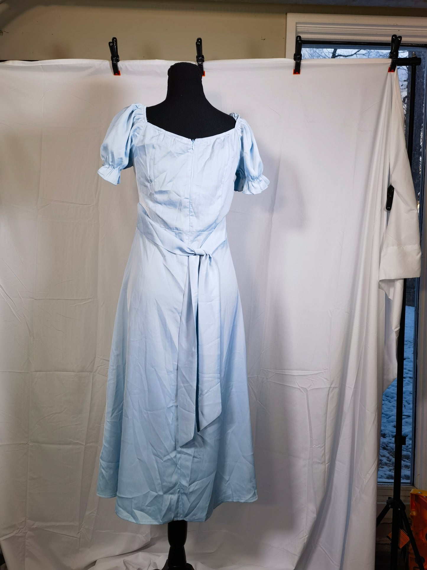 LTAKK Regency Dress Women Regency Costume Empire Waist Tea Party Victorian Gown with Sash and Corsage size S