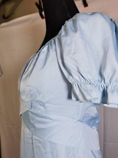 LTAKK Regency Dress Women Regency Costume Empire Waist Tea Party Victorian Gown with Sash and Corsage size S