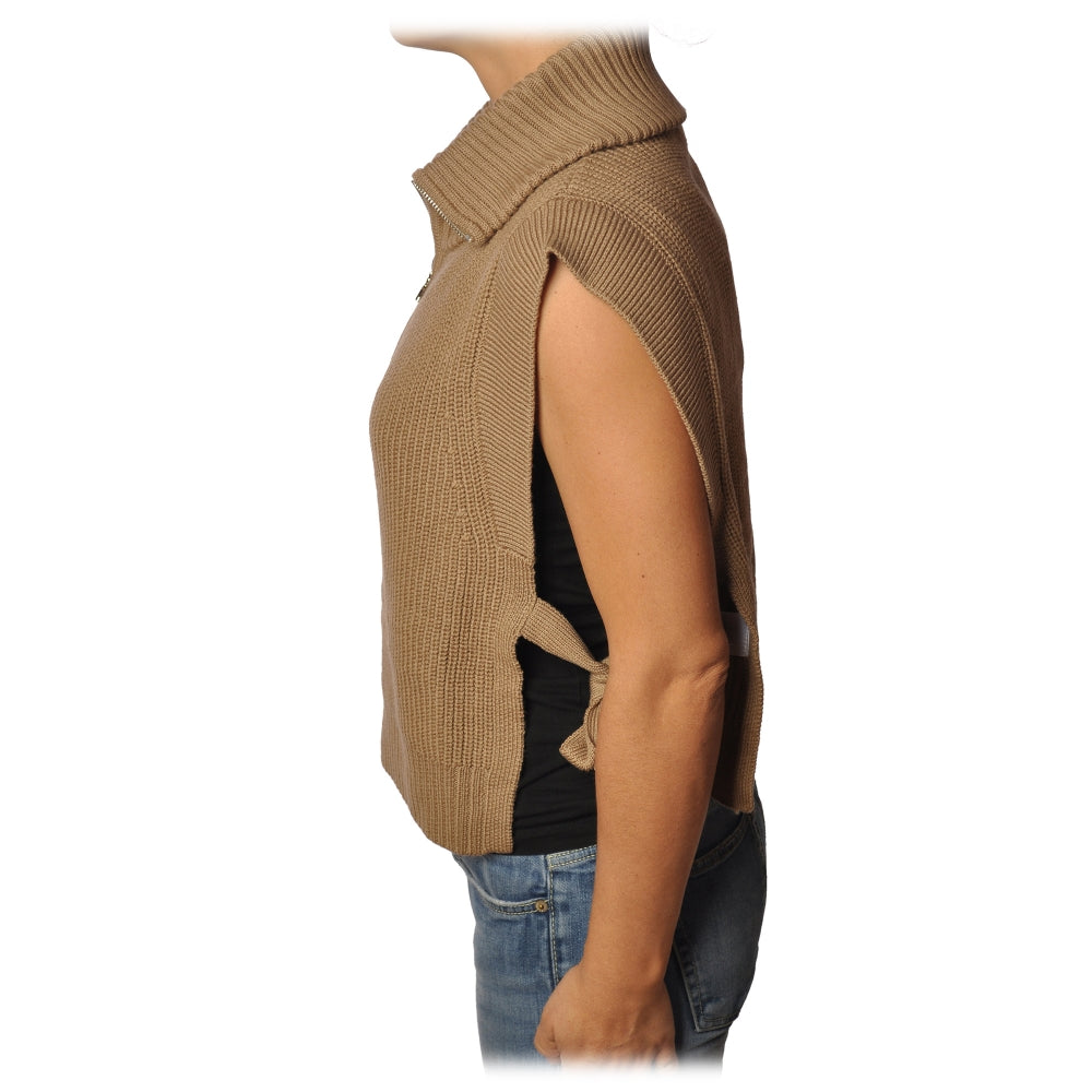 Vest with Zip Closure and Bow Detail - Beige - Pullover - Luxury Exclusive Collection size S