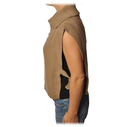 Vest with Zip Closure and Bow Detail - Beige - Pullover - Luxury Exclusive Collection size S
