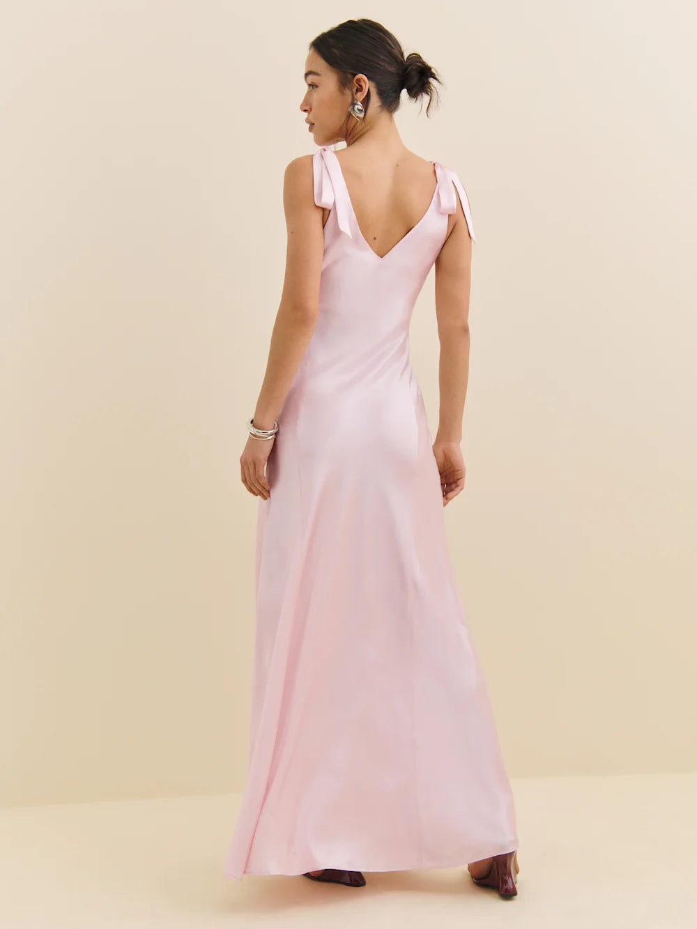 Reformation Pernille Silk Dress, Light Pink/ Cherry Blossom  size S