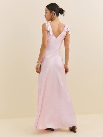 Reformation Pernille Silk Dress, Light Pink/ Cherry Blossom  size S